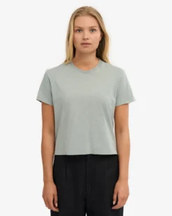 Organic Boxy Crop Tee - Steel Blue