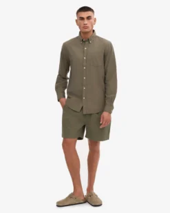 Organic Button Down Shirt - Dusty Olive