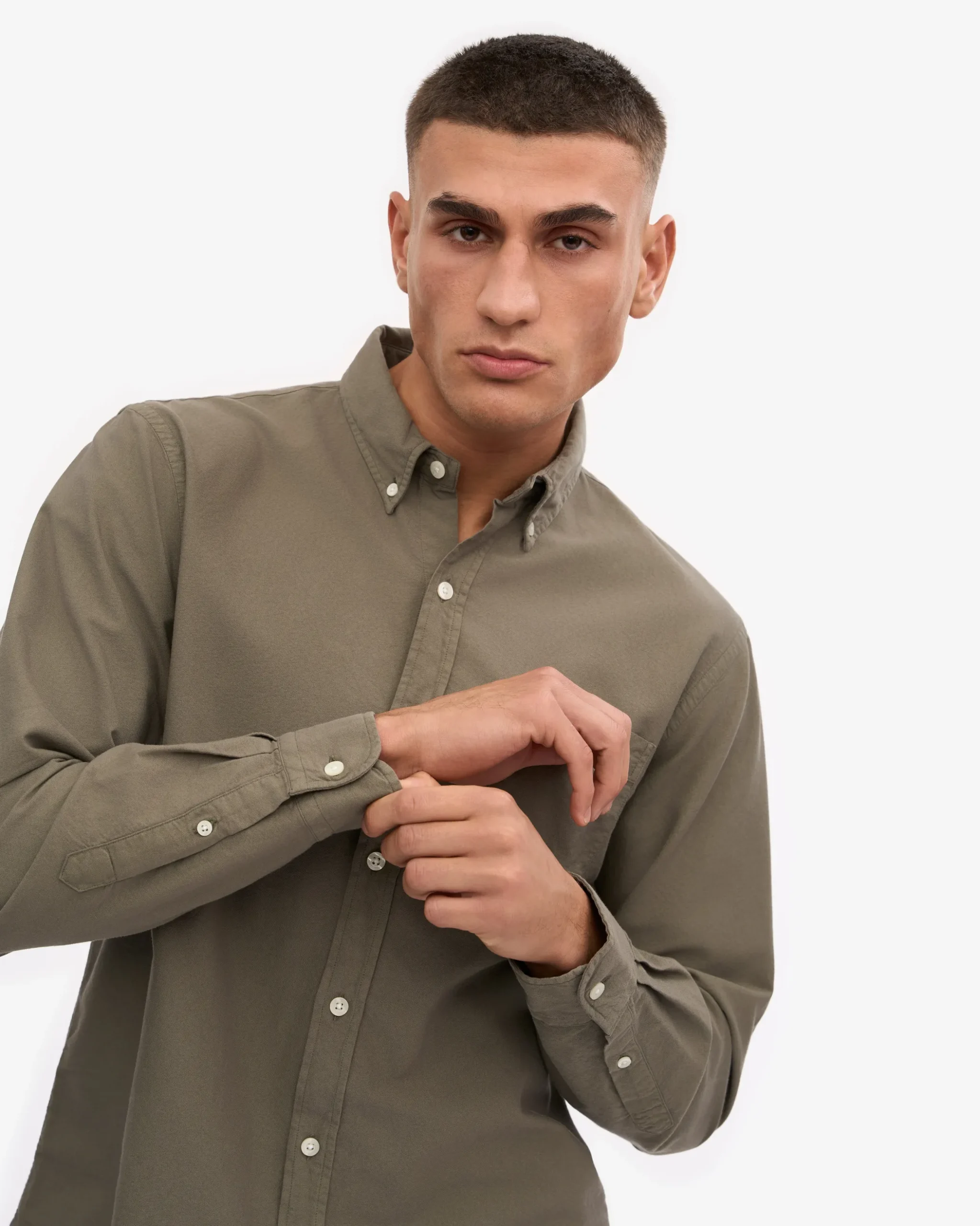 Organic Button Down Shirt - Dusty Olive