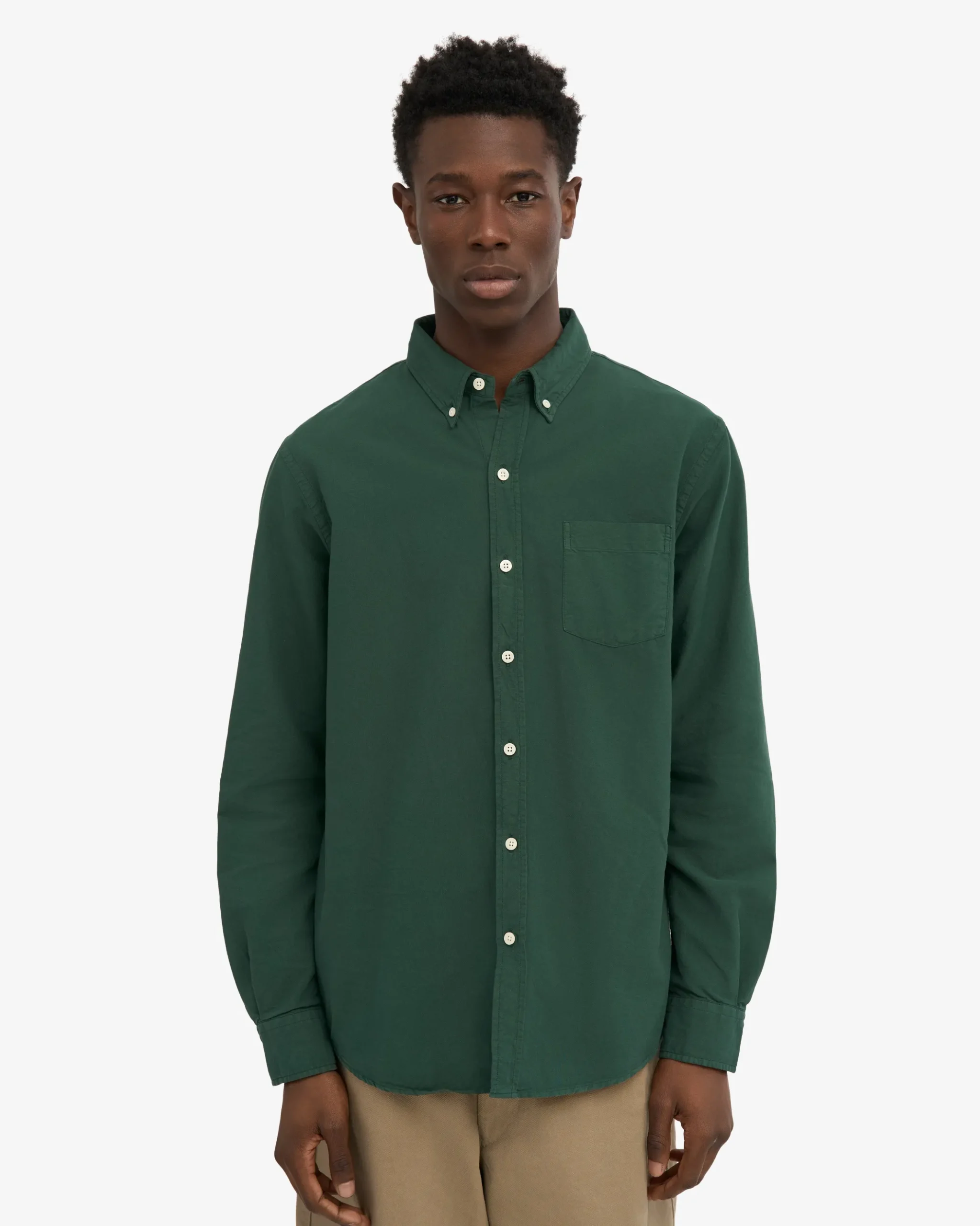 Organic Button Down Shirt - Emerald Green