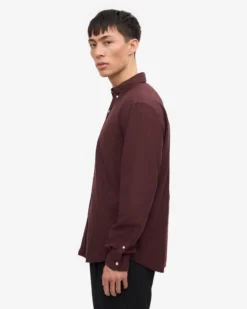 Organic Button Down Shirt - Oxblood Red