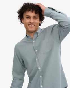 Organic Button Down Shirt - Steel Blue