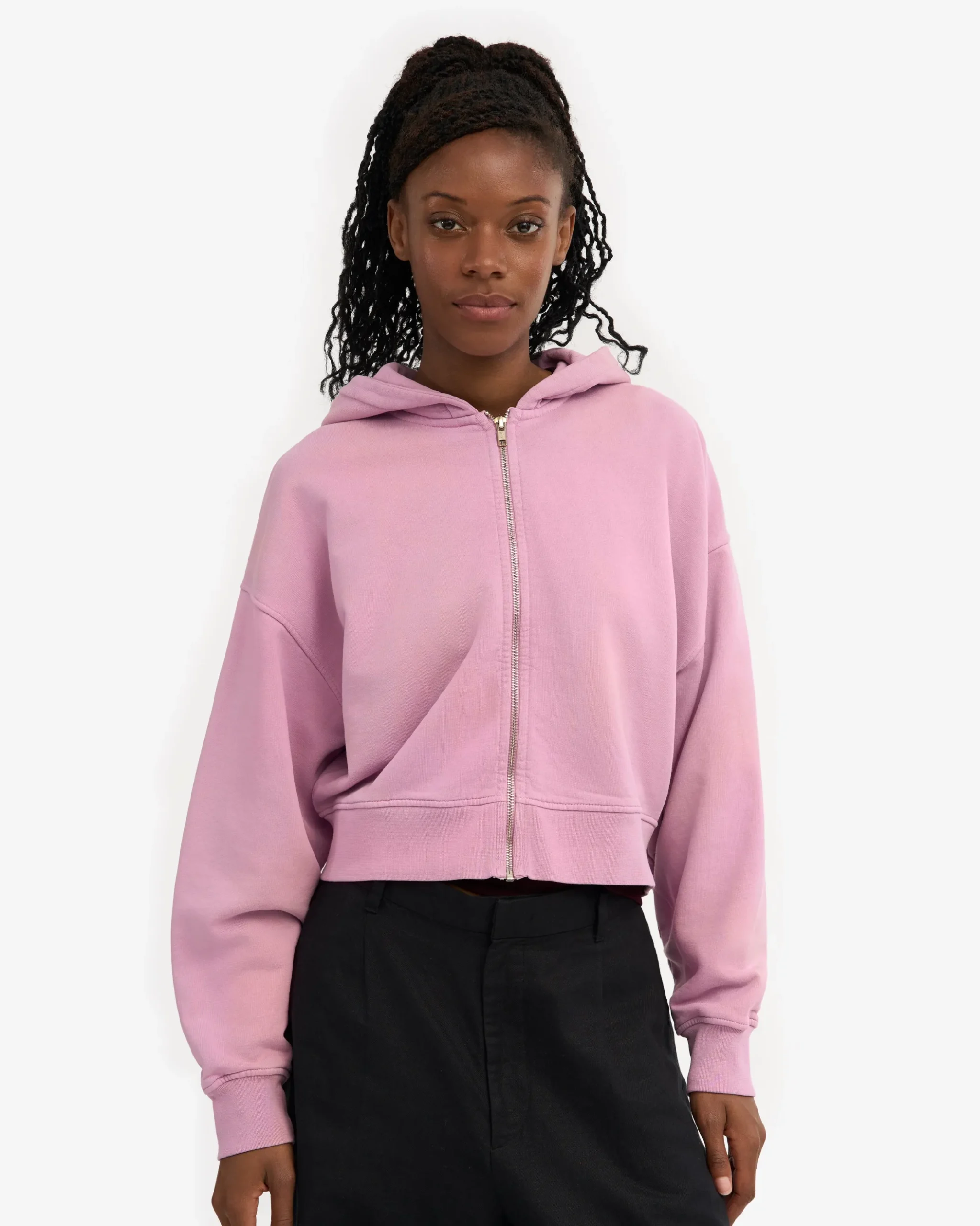 Organic Crop Zip Hood - Cherry Blossom