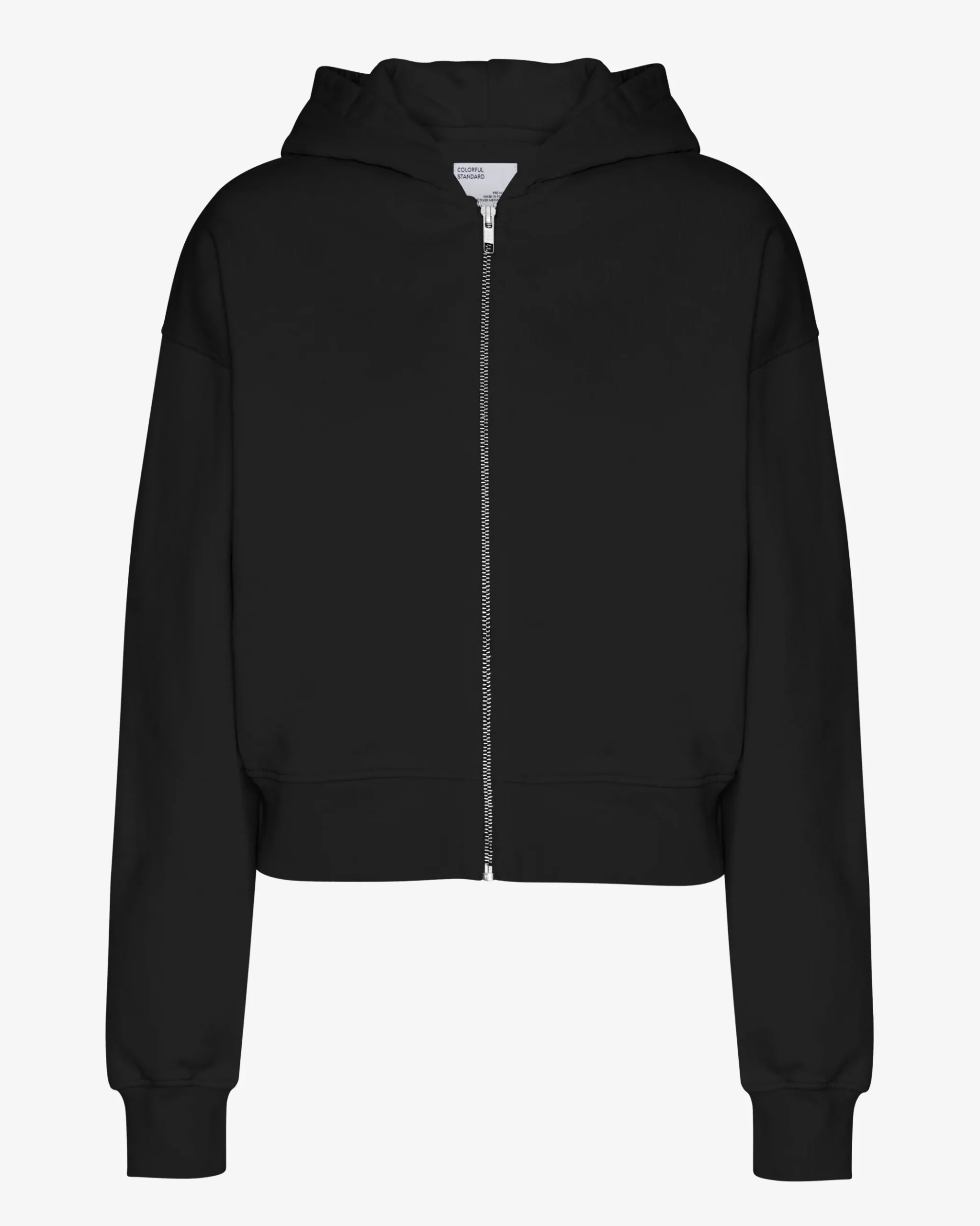 Organic Crop Zip Hood - Deep Black
