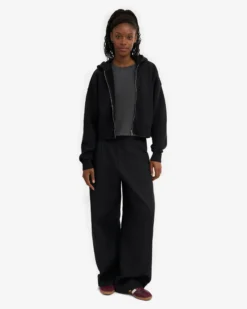 Organic Crop Zip Hood - Deep Black
