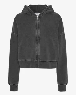 Organic Crop Zip Hood - Faded Black
