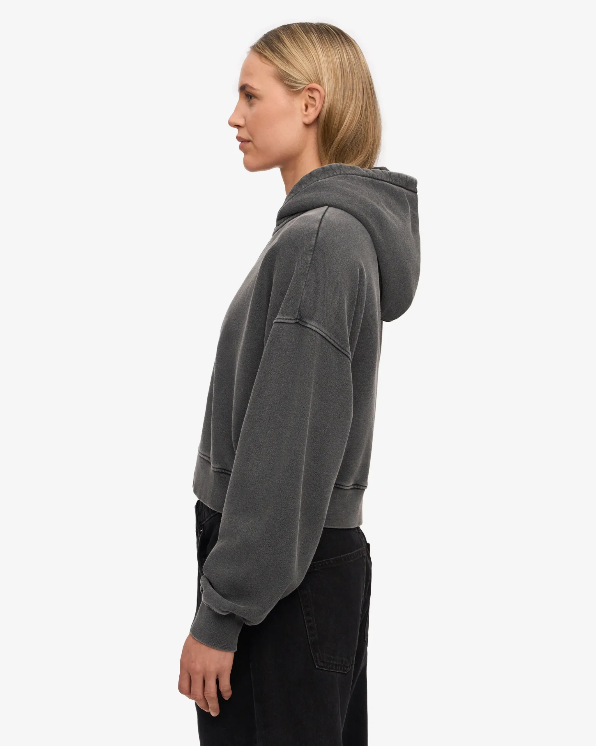 Organic Crop Zip Hood - Faded Black