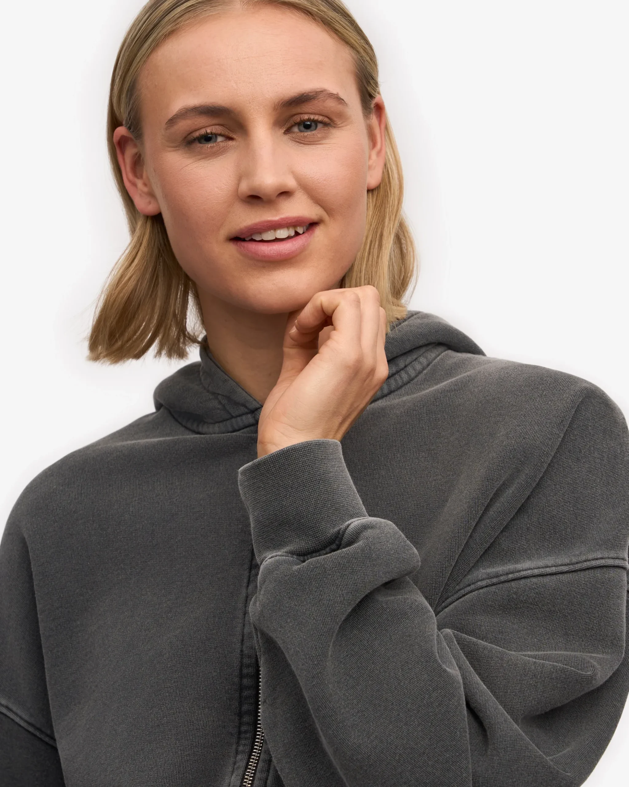 Organic Crop Zip Hood - Faded Black