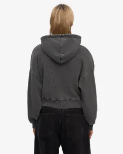 Organic Crop Zip Hood - Faded Black