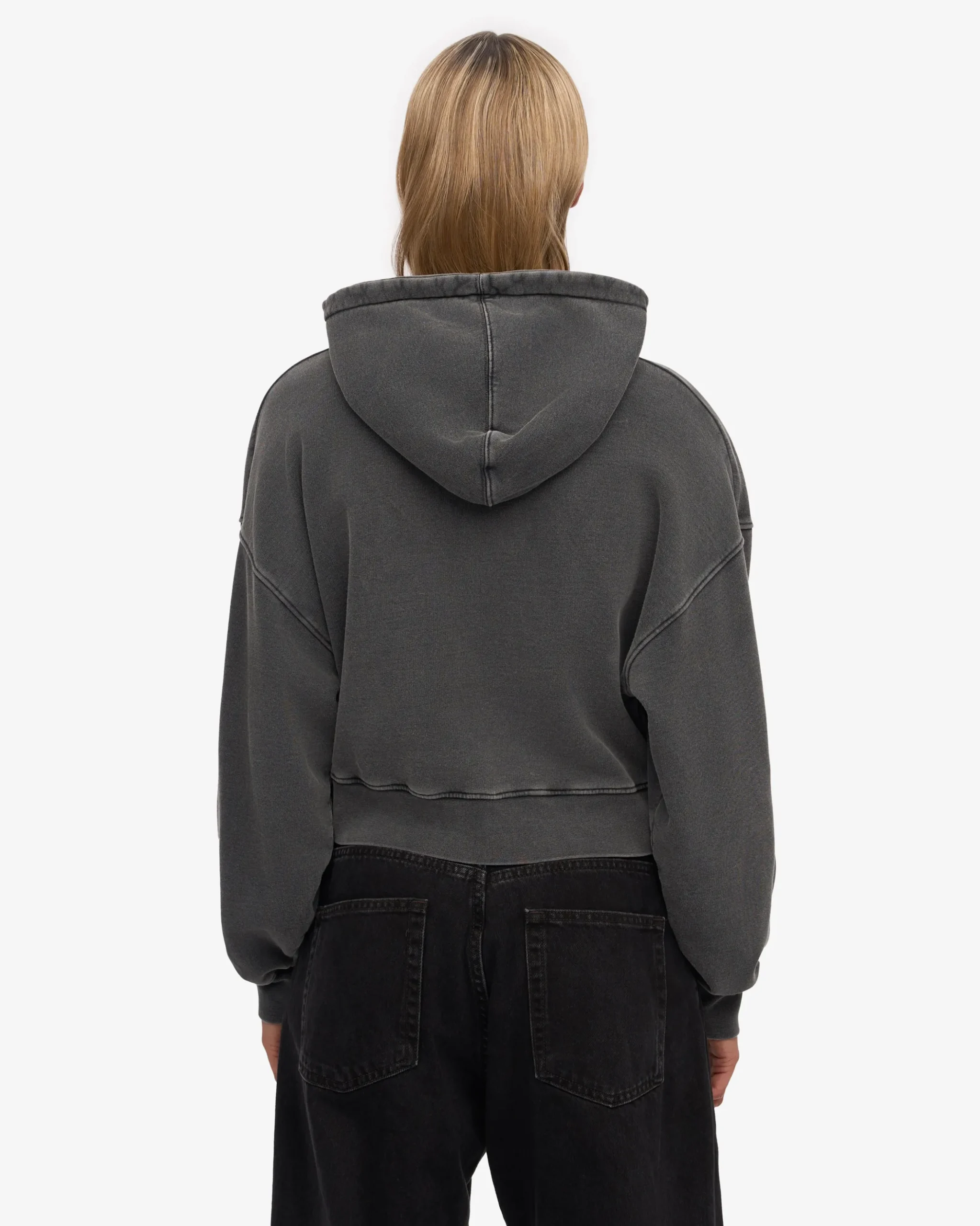 Organic Crop Zip Hood - Faded Black