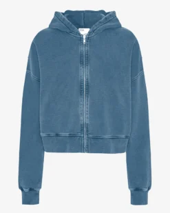 Organic Crop Zip Hood - Faded Indigo