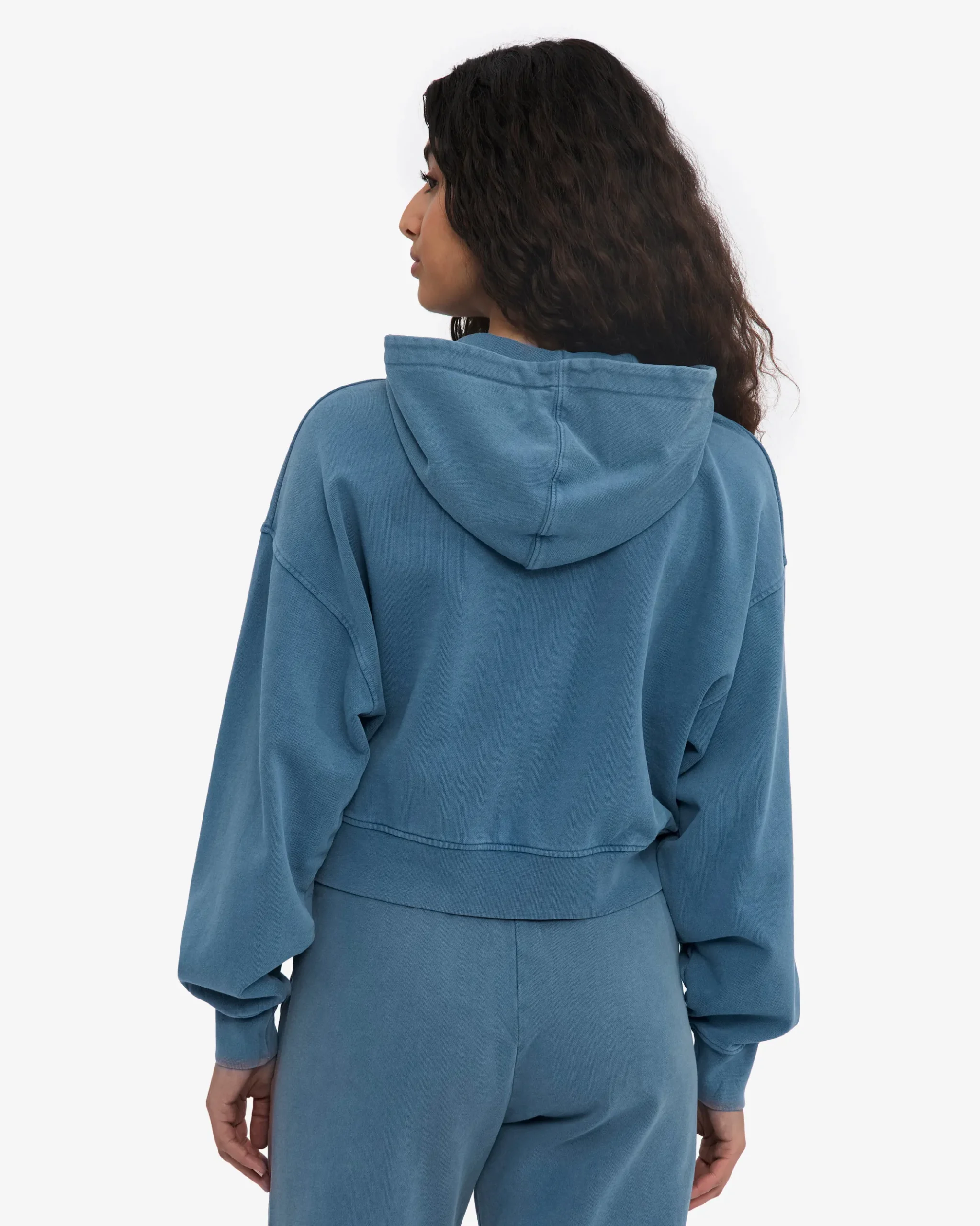 Organic Crop Zip Hood - Faded Indigo