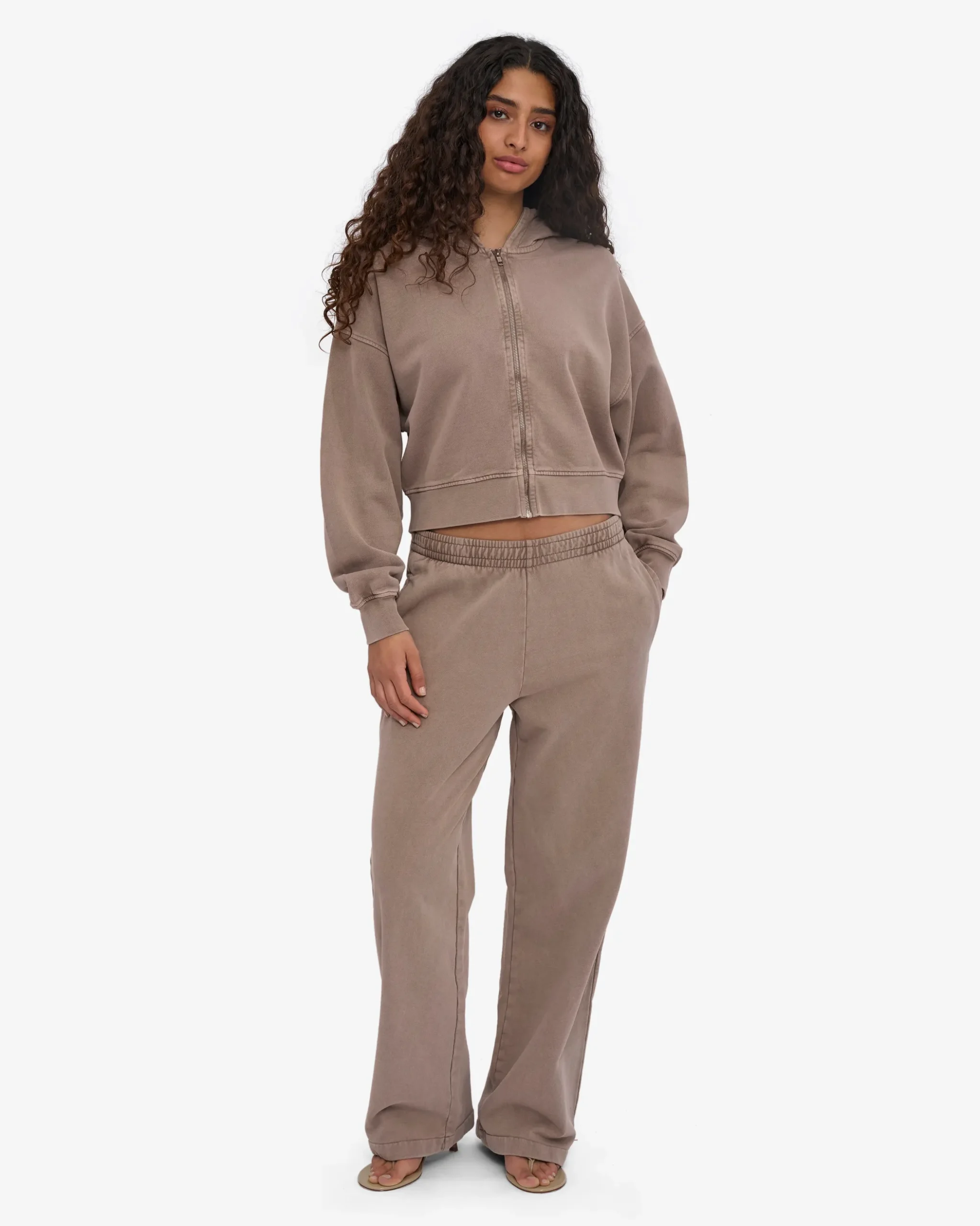 Organic Crop Zip Hood - Faded Khaki