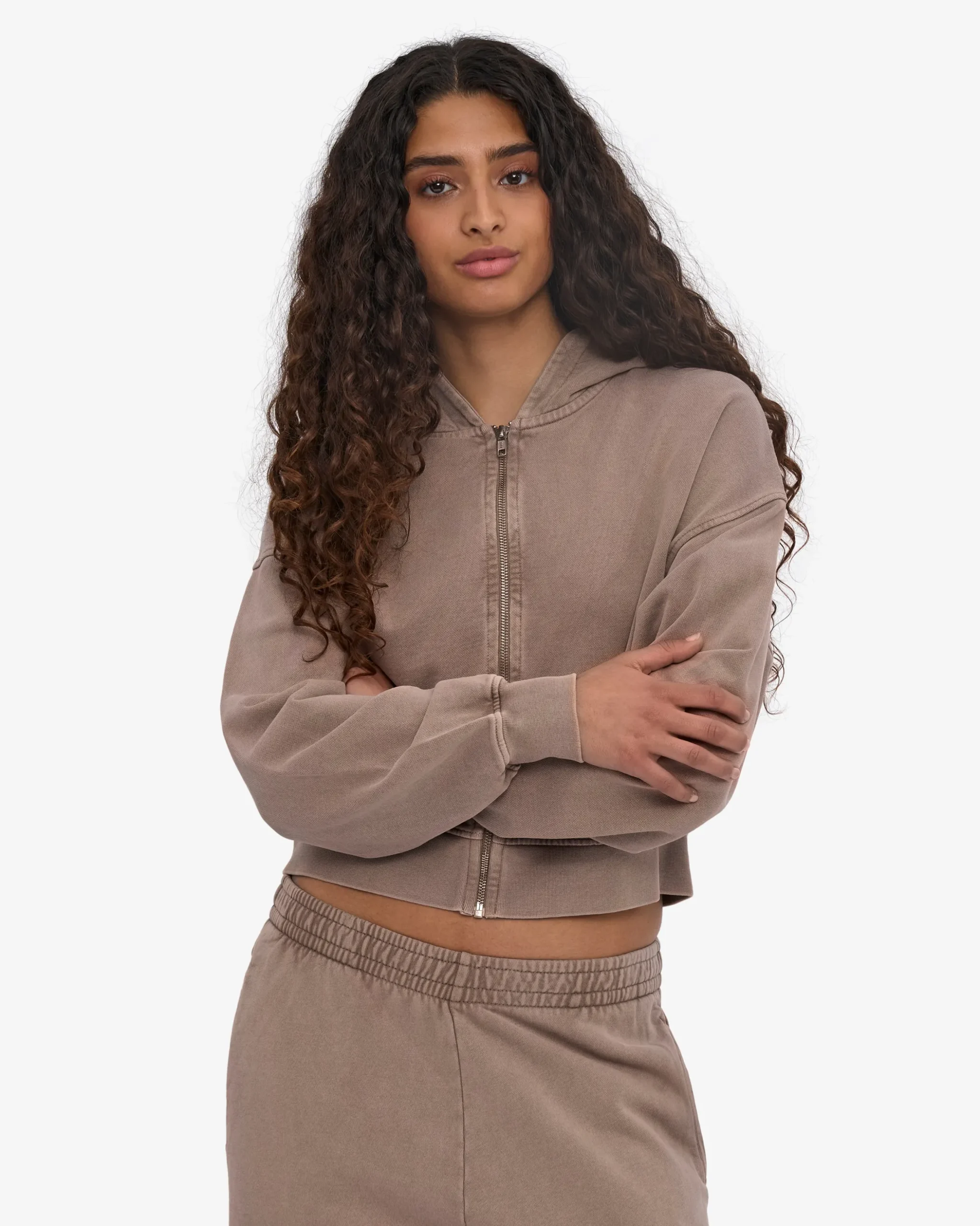 Organic Crop Zip Hood - Faded Khaki