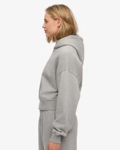 Organic Crop Zip Hood - Heather Grey