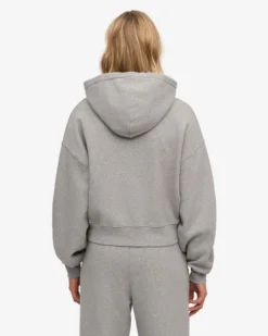 Organic Crop Zip Hood - Heather Grey