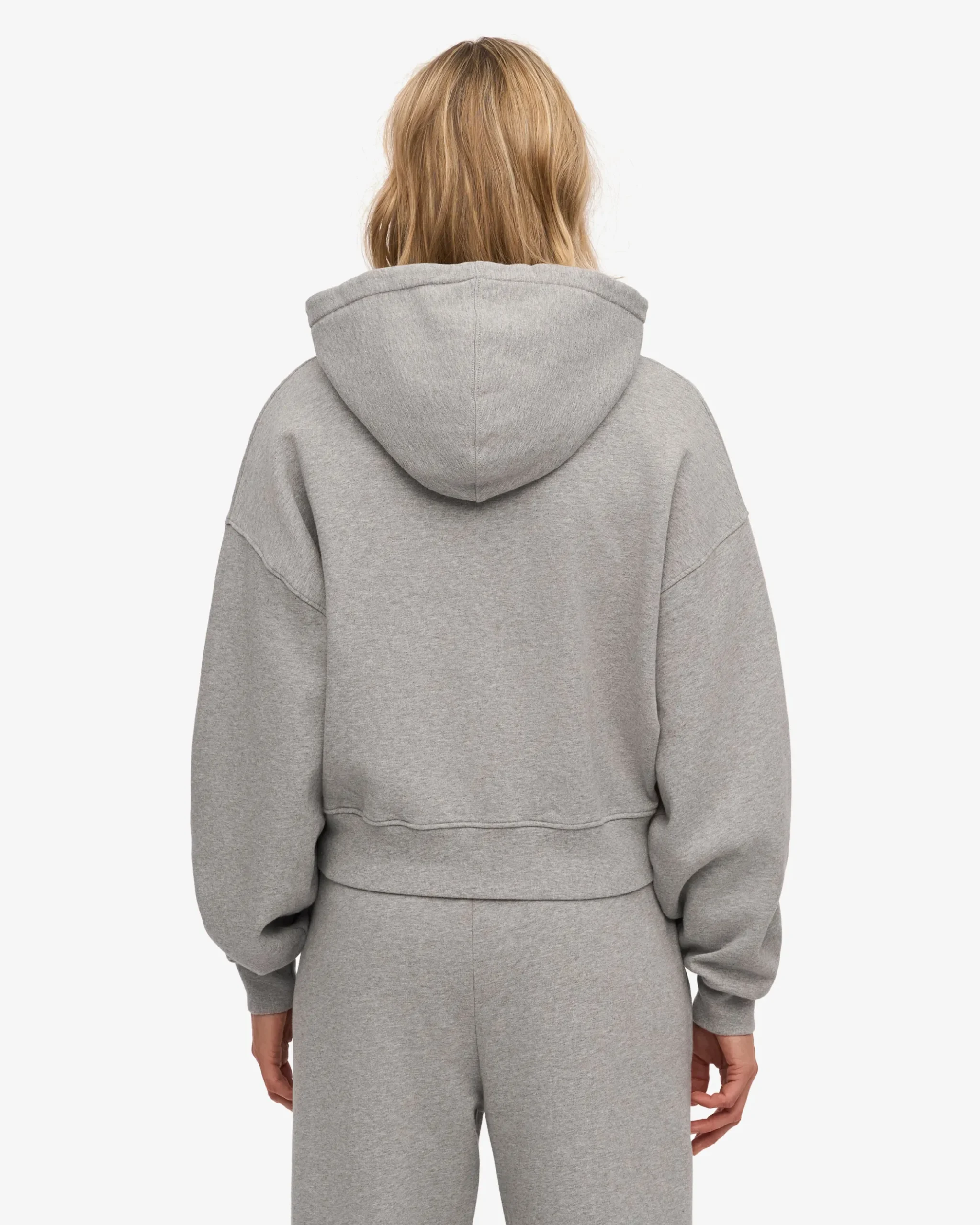 Organic Crop Zip Hood - Heather Grey