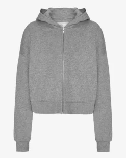Organic Crop Zip Hood - Heather Grey