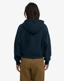 Organic Crop Zip Hood - Navy Blue