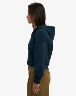 Organic Crop Zip Hood - Navy Blue