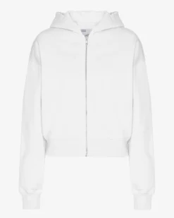 Organic Crop Zip Hood - Optical White