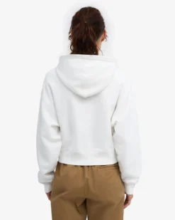 Organic Crop Zip Hood - Optical White