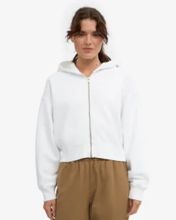 Organic Crop Zip Hood - Optical White