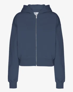 Organic Crop Zip Hood - Petrol Blue