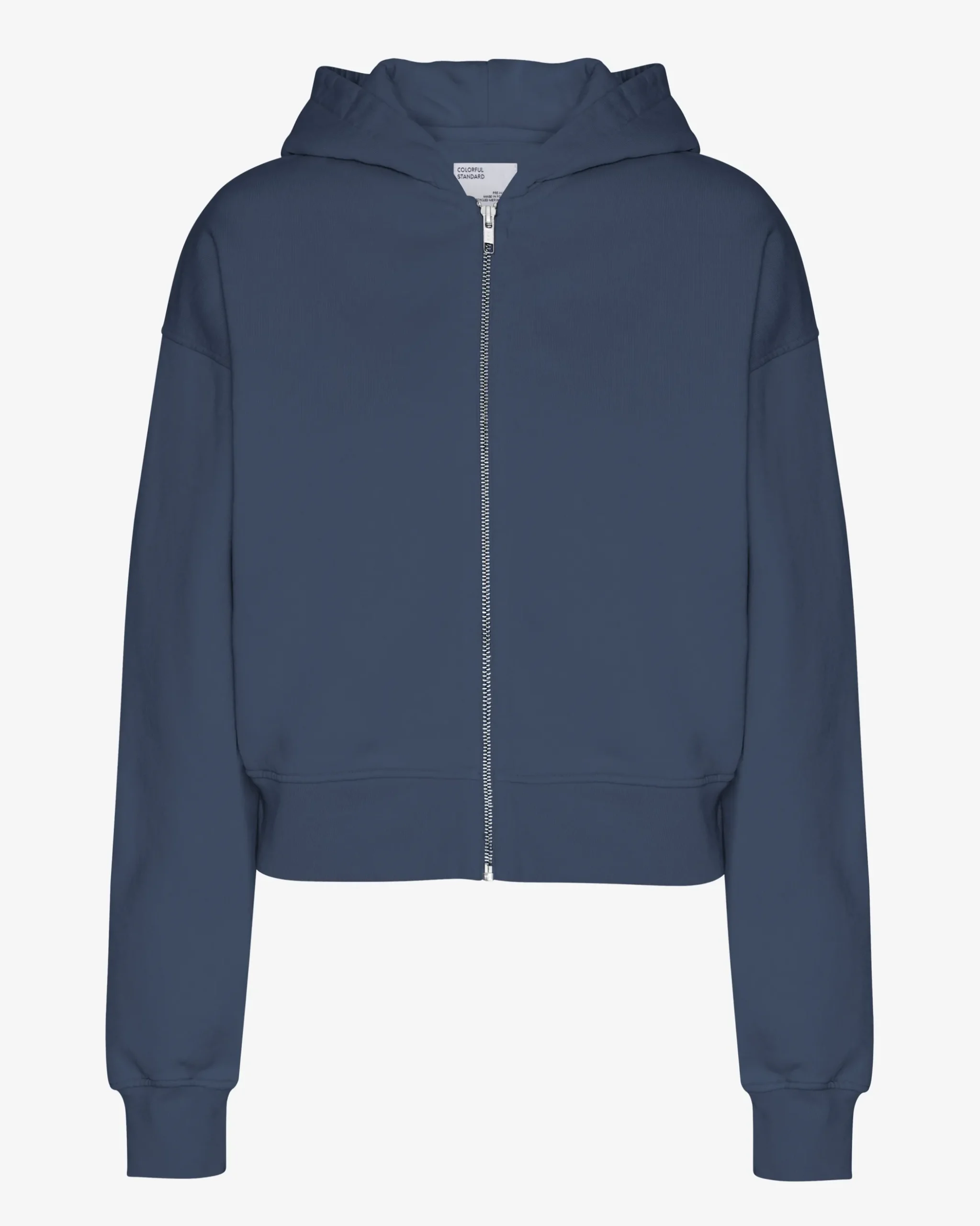 Organic Crop Zip Hood - Petrol Blue