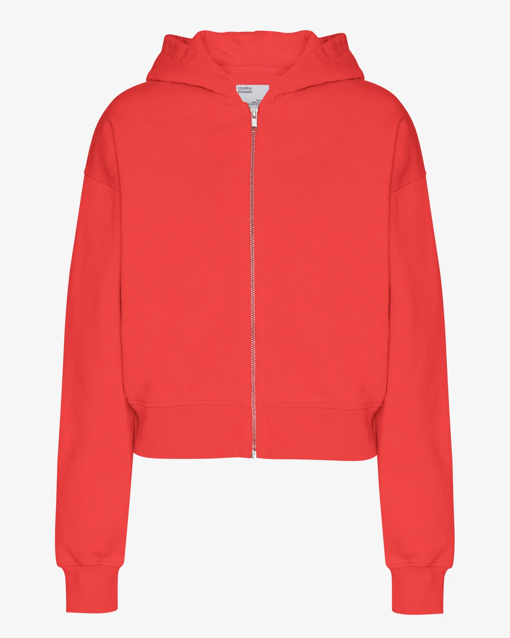 Organic Crop Zip Hood - Red Tangerine