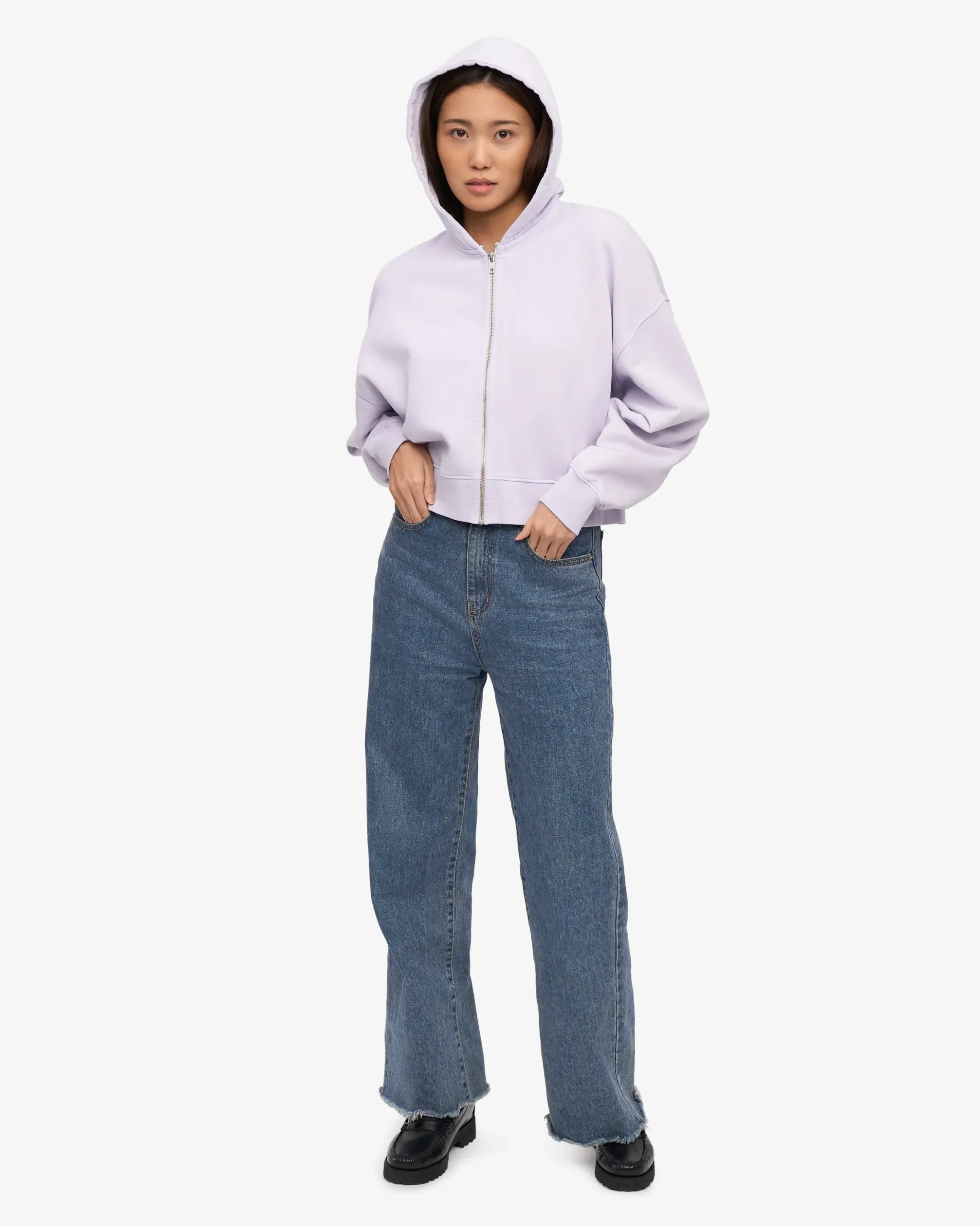 Organic Crop Zip Hood - Soft Lavender