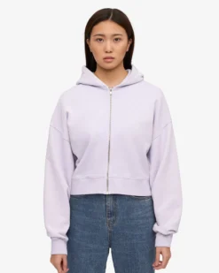 Organic Crop Zip Hood - Soft Lavender