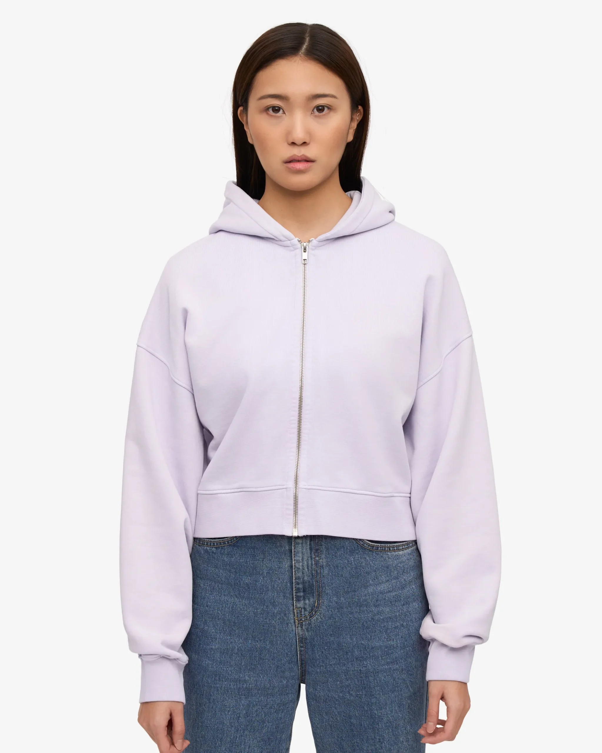 Organic Crop Zip Hood - Soft Lavender
