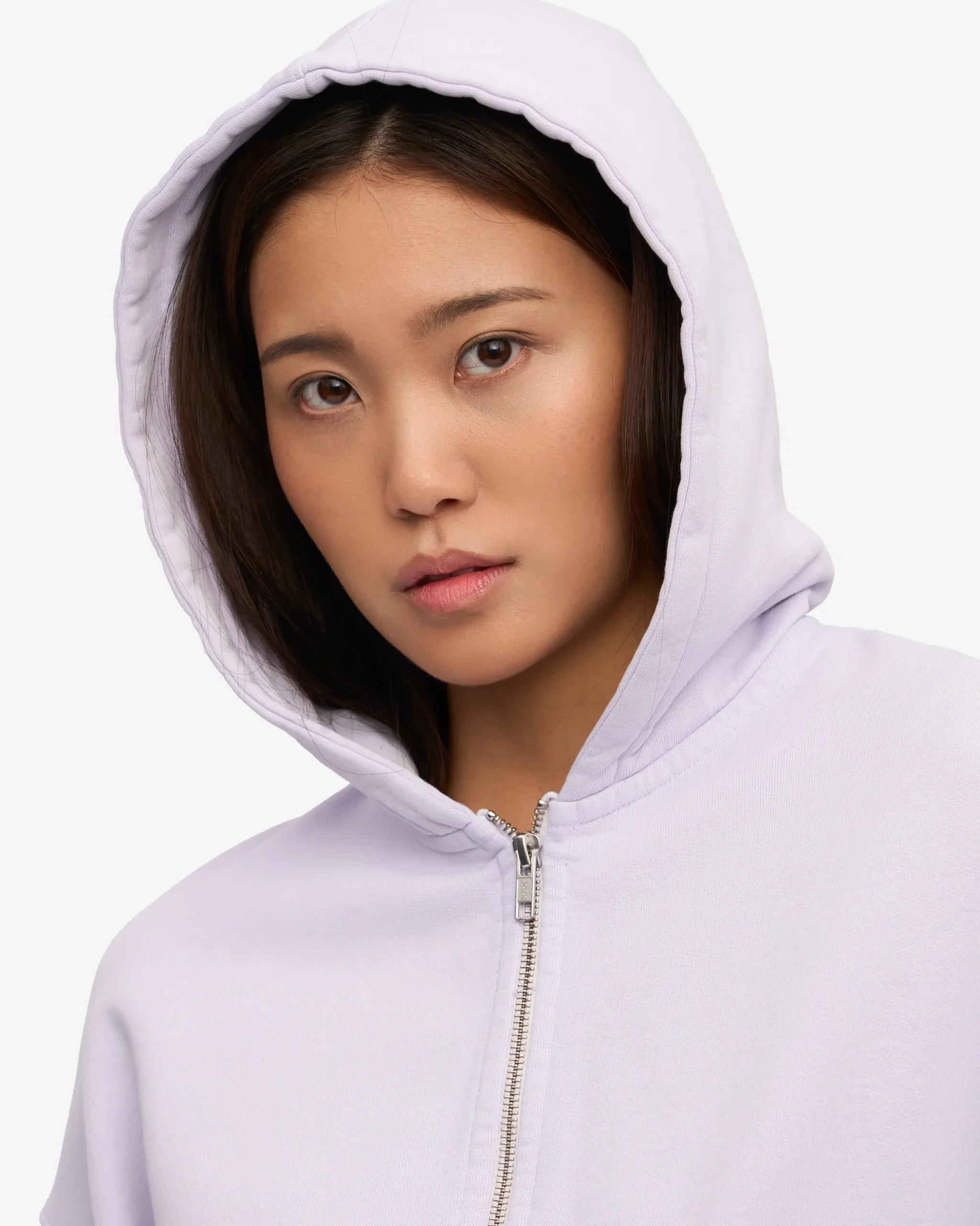 Organic Crop Zip Hood - Soft Lavender