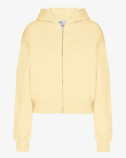 Organic Crop Zip Hood - Soft Yellow