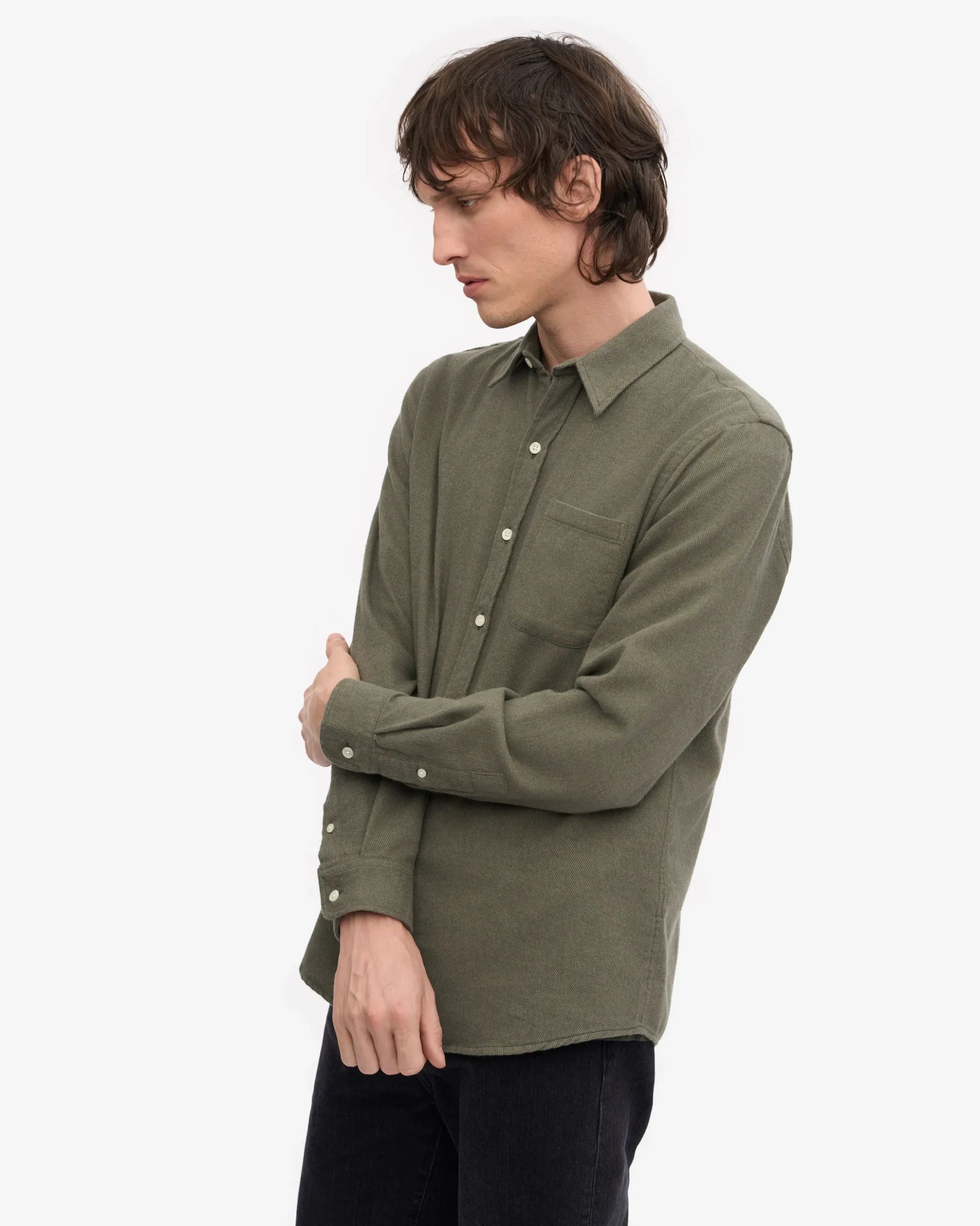 Organic Flannel Shirt - Dusty Olive