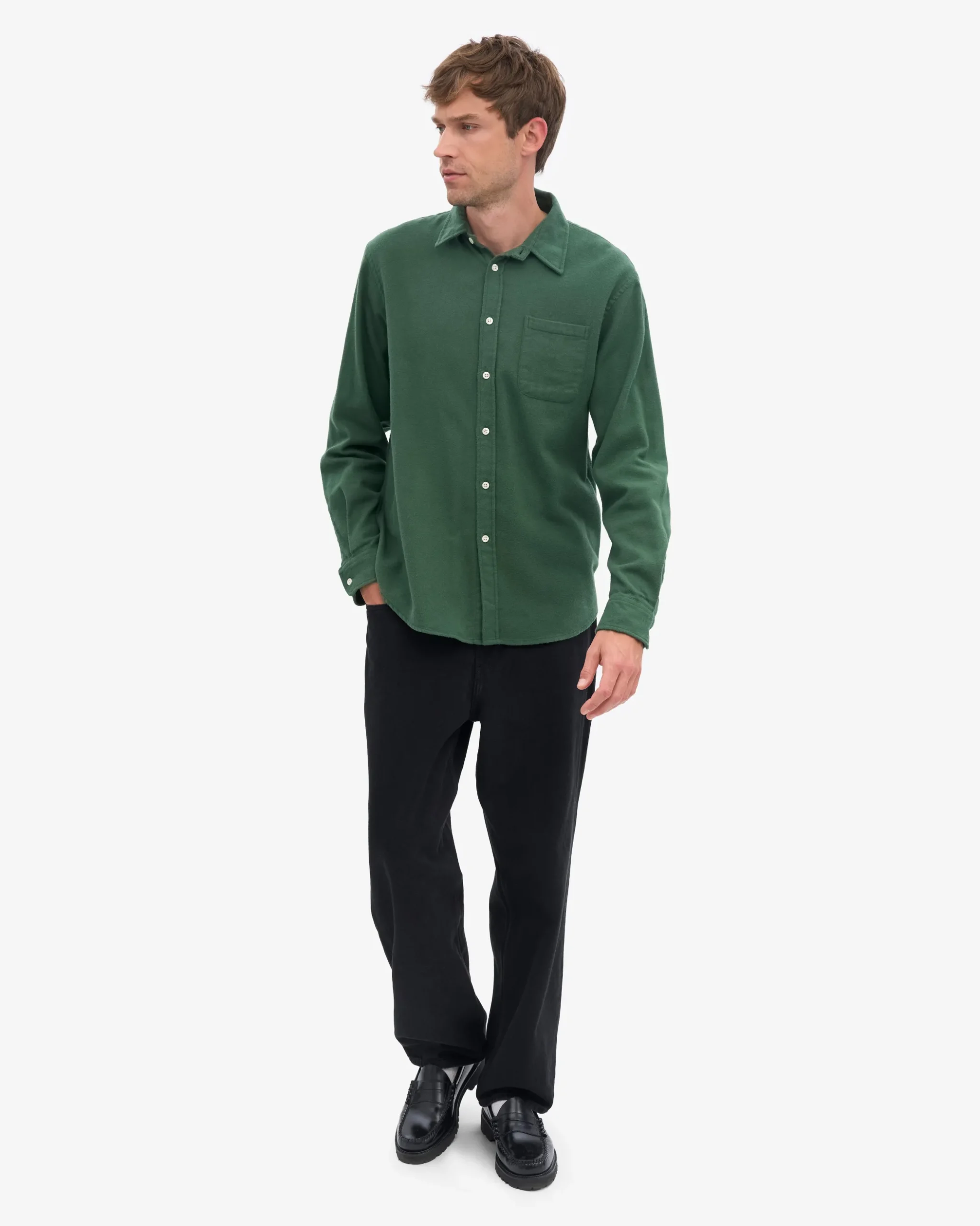 Organic Flannel Shirt - Emerald Green