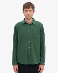 Organic Flannel Shirt - Emerald Green