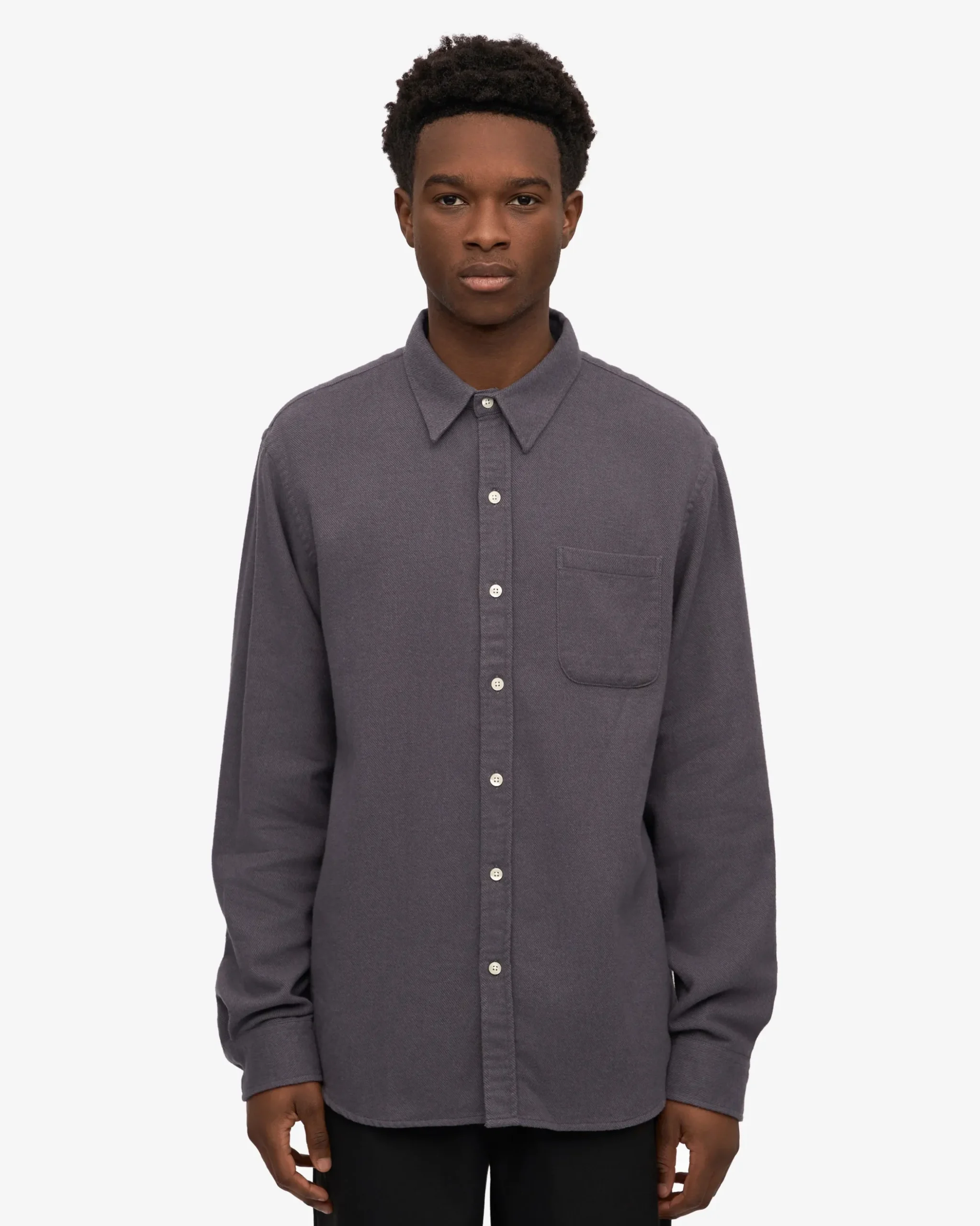 Organic Flannel Shirt - Lava Grey
