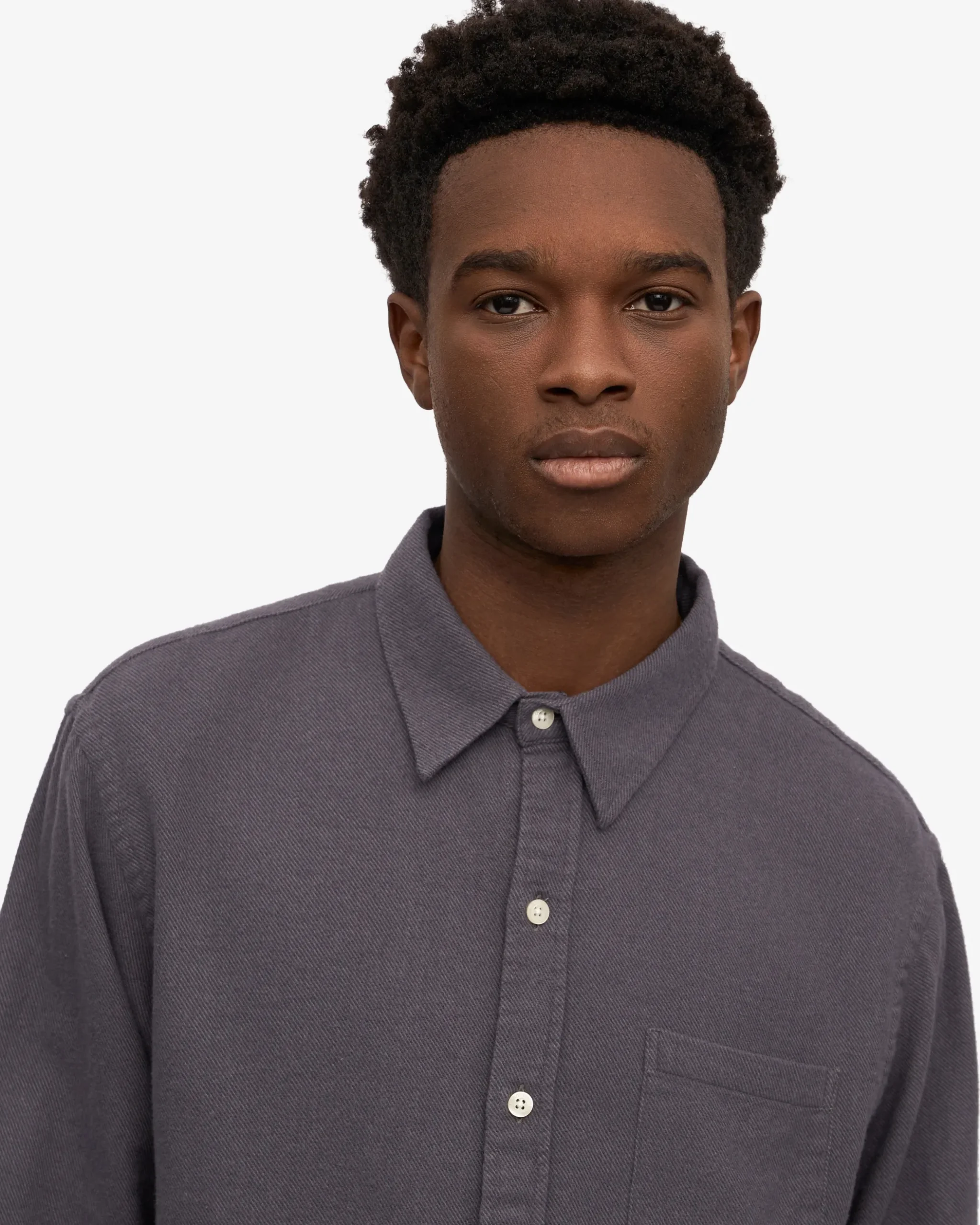 Organic Flannel Shirt - Lava Grey