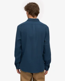Organic Flannel Shirt - Marine Blue