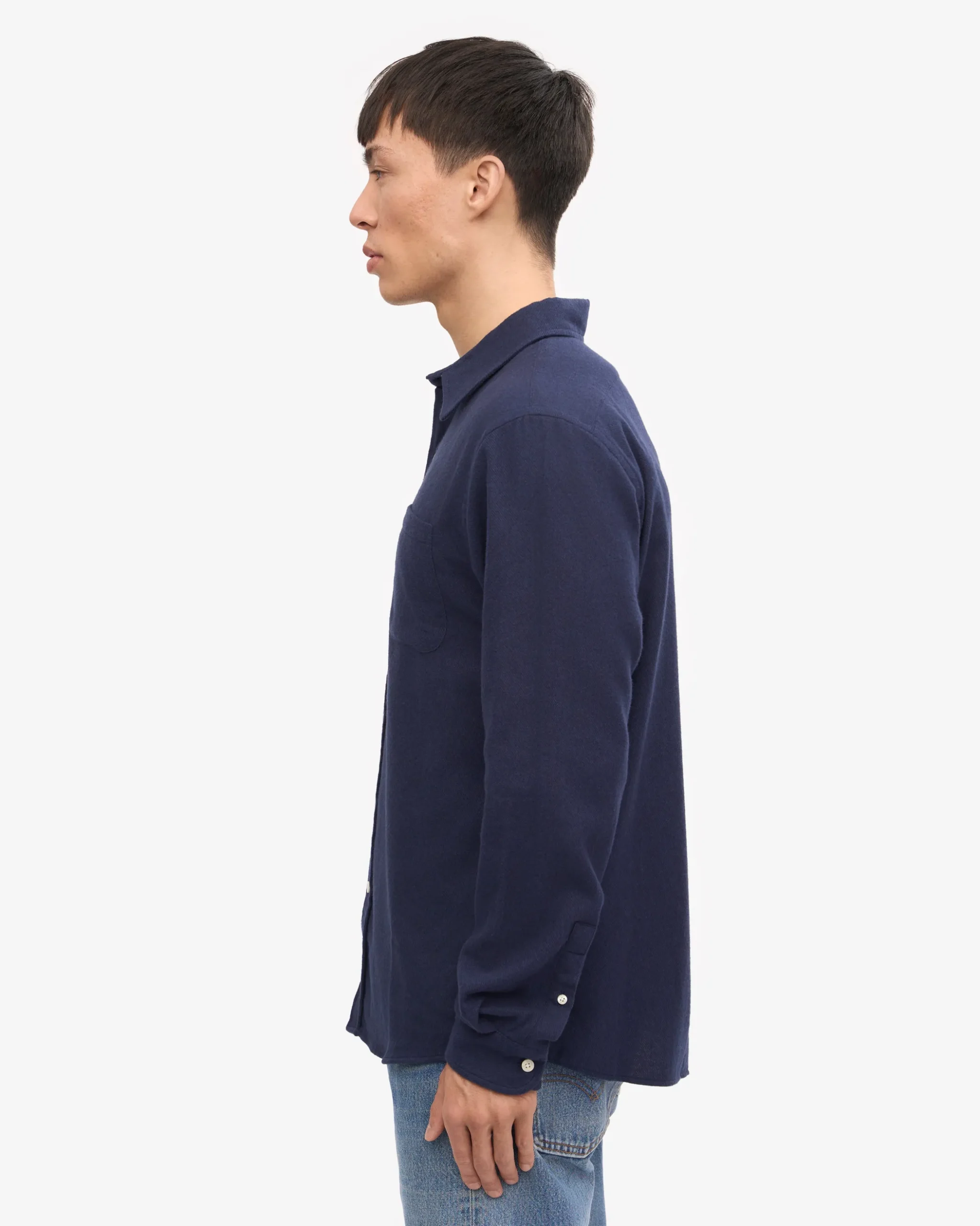 Organic Flannel Shirt - Navy Blue