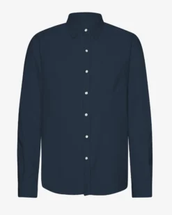 Organic Flannel Shirt - Navy Blue