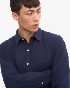 Organic Flannel Shirt - Navy Blue