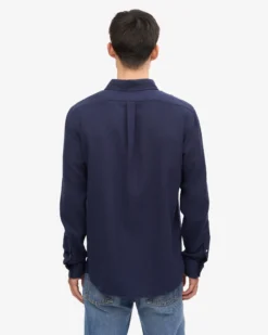 Organic Flannel Shirt - Navy Blue