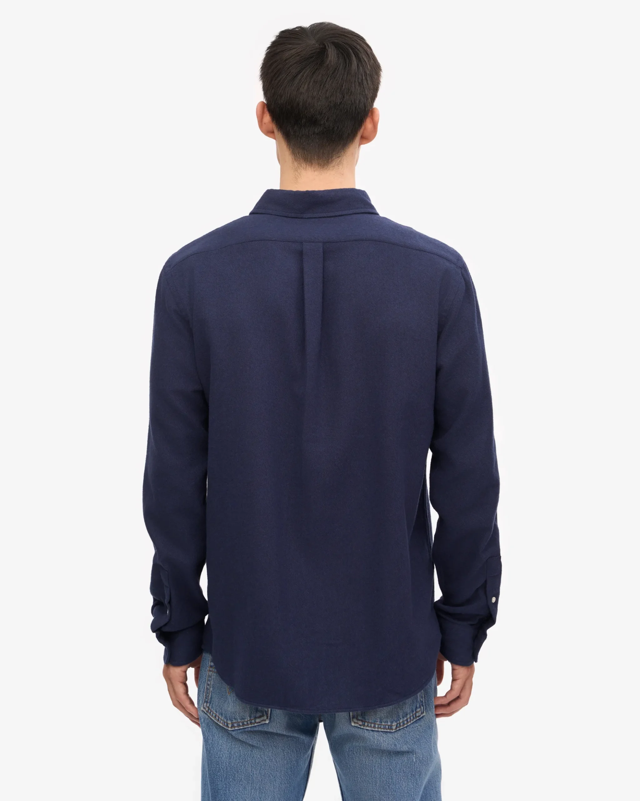Organic Flannel Shirt - Navy Blue