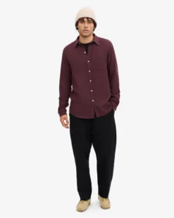 Organic Flannel Shirt - Oxblood Red