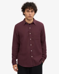 Organic Flannel Shirt - Oxblood Red