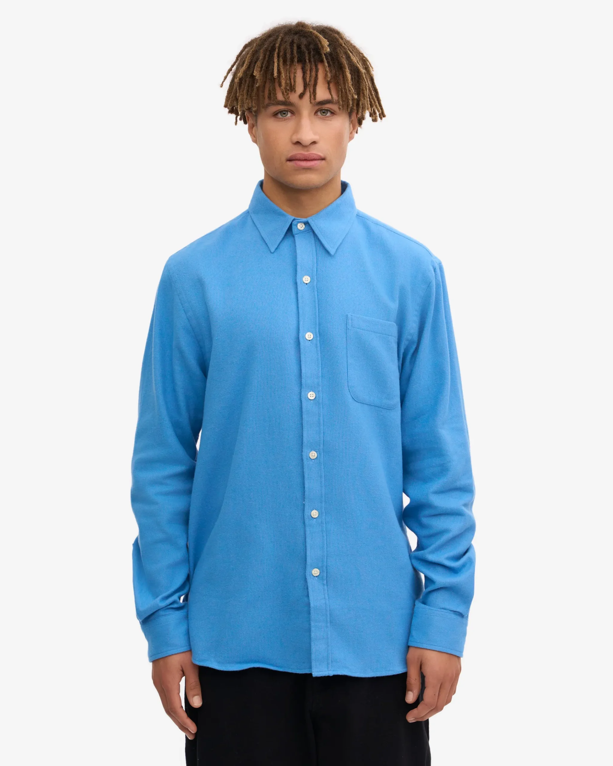 Organic Flannel Shirt - Pacific Blue
