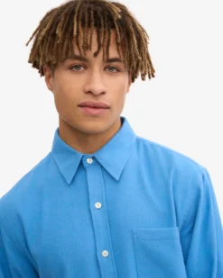 Organic Flannel Shirt - Pacific Blue